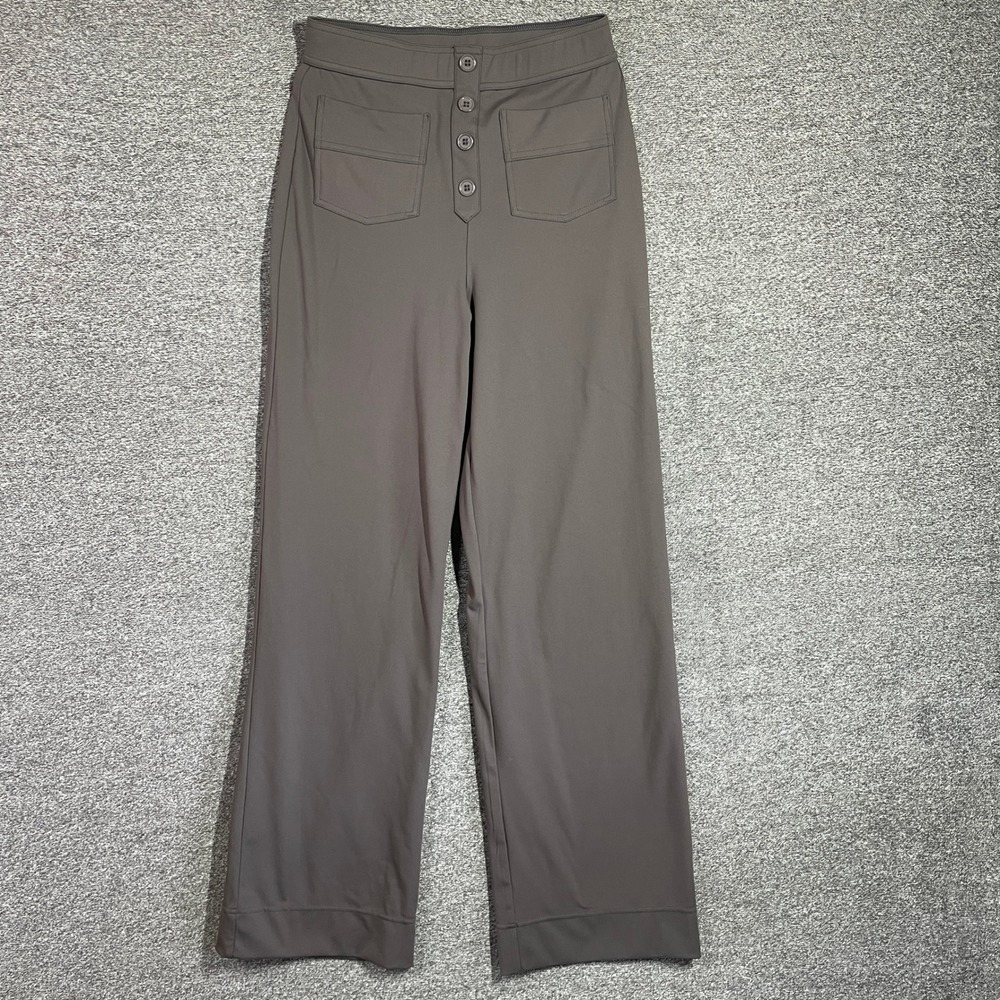 Halara Womens Gray High Waisted Wide Leg Button Front Patch Pocket Pants Size S